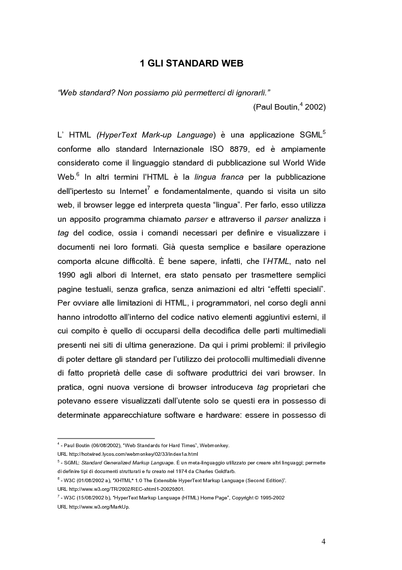Anteprima della tesi: Siti web e compatibilità con i browser: il sito del gruppo di ricerca eTourism, Pagina 4
