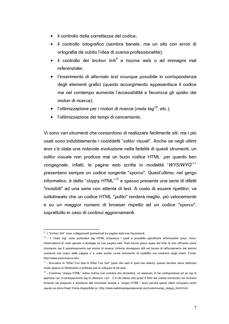 Anteprima della tesi: Siti web e compatibilità con i browser: il sito del gruppo di ricerca eTourism, Pagina 7
