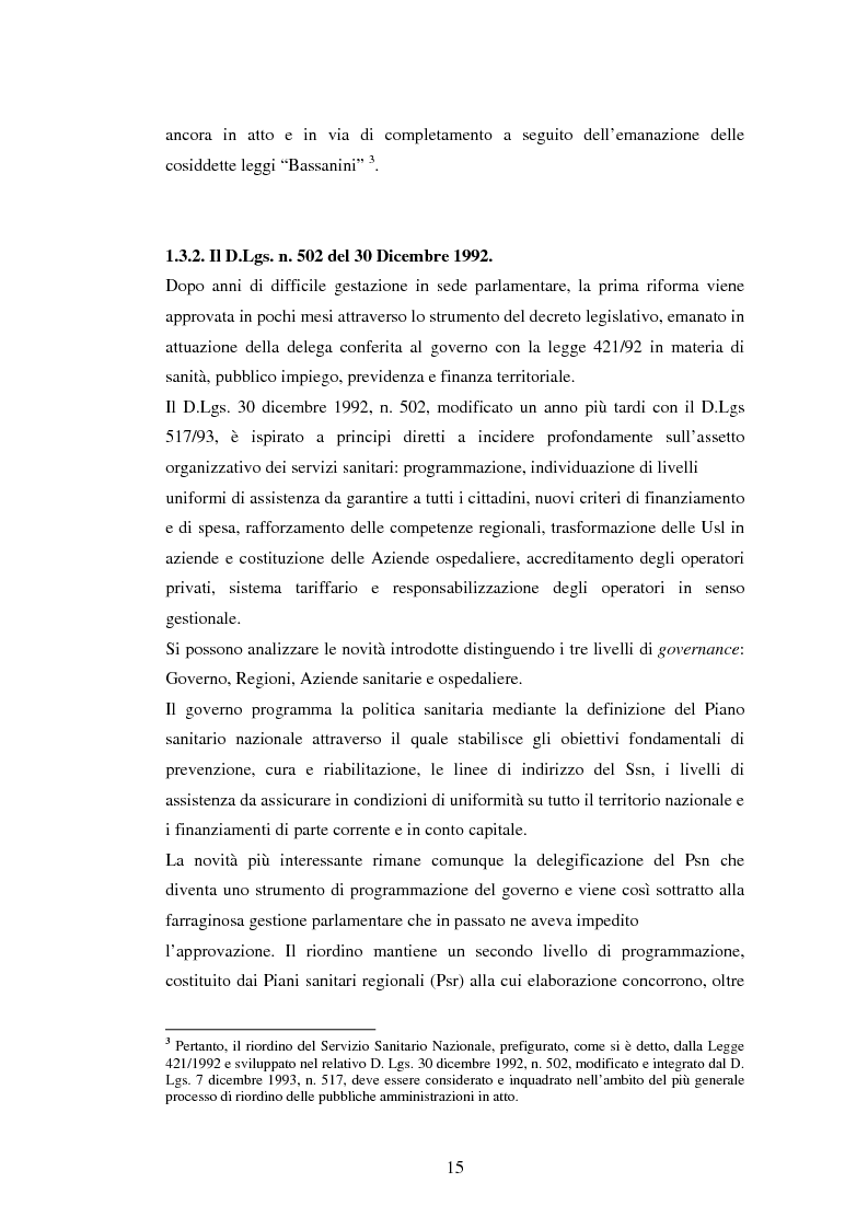 Anteprima della tesi: La politica sanitaria in Italia: tre modelli regionali a confronto, Pagina 12