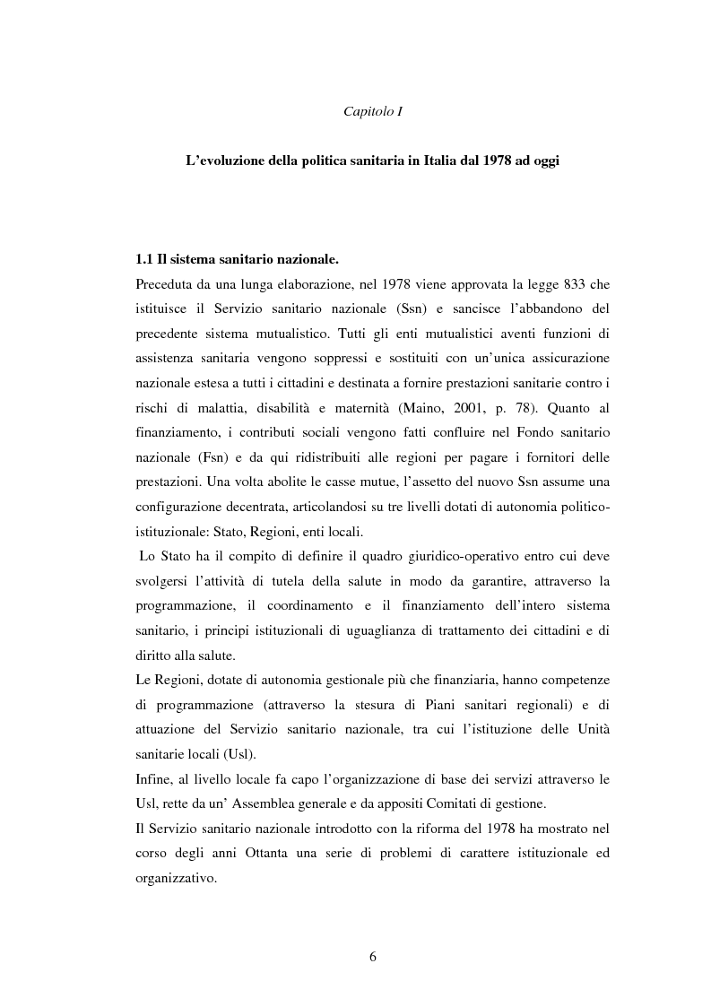 Anteprima della tesi: La politica sanitaria in Italia: tre modelli regionali a confronto, Pagina 3