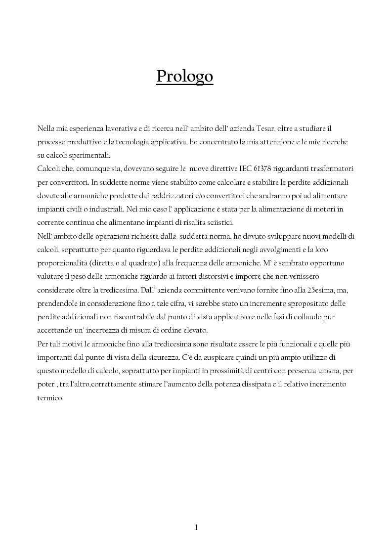 Anteprima della tesi: Trasformatori Inglobati in resina di conversione di trazione secondo la normativa IEC 61378, Pagina 2