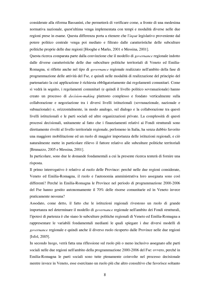 Anteprima della tesi: Il partenariato nel Fondo sociale europeo: i casi di Veneto ed Emilia-Romagna, Pagina 5