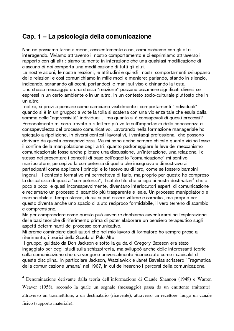 Anteprima della tesi: Comunicazione – Colloquio terapeutico (Gli estremi di un percorso narrativo), Pagina 3