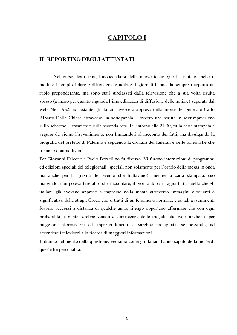 Anteprima della tesi: Mass media e memoria: gli attentati Dalla Chiesa, Falcone e Borsellino, Pagina 6