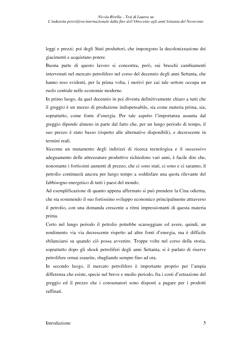 Anteprima della tesi: L'industria petrolifera internazionale dalla fine dell'800 agli anni Settanta del 900 - Imprese, mercati, shock, Pagina 2