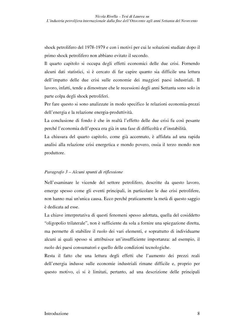 Anteprima della tesi: L'industria petrolifera internazionale dalla fine dell'800 agli anni Settanta del 900 - Imprese, mercati, shock, Pagina 5