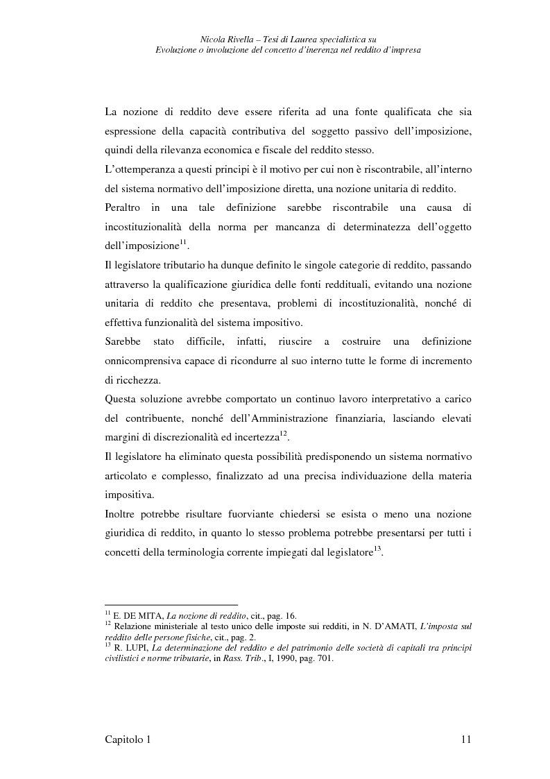 Anteprima della tesi: Evoluzione o involuzione del concetto d'inerenza nel reddito d'impresa, Pagina 11