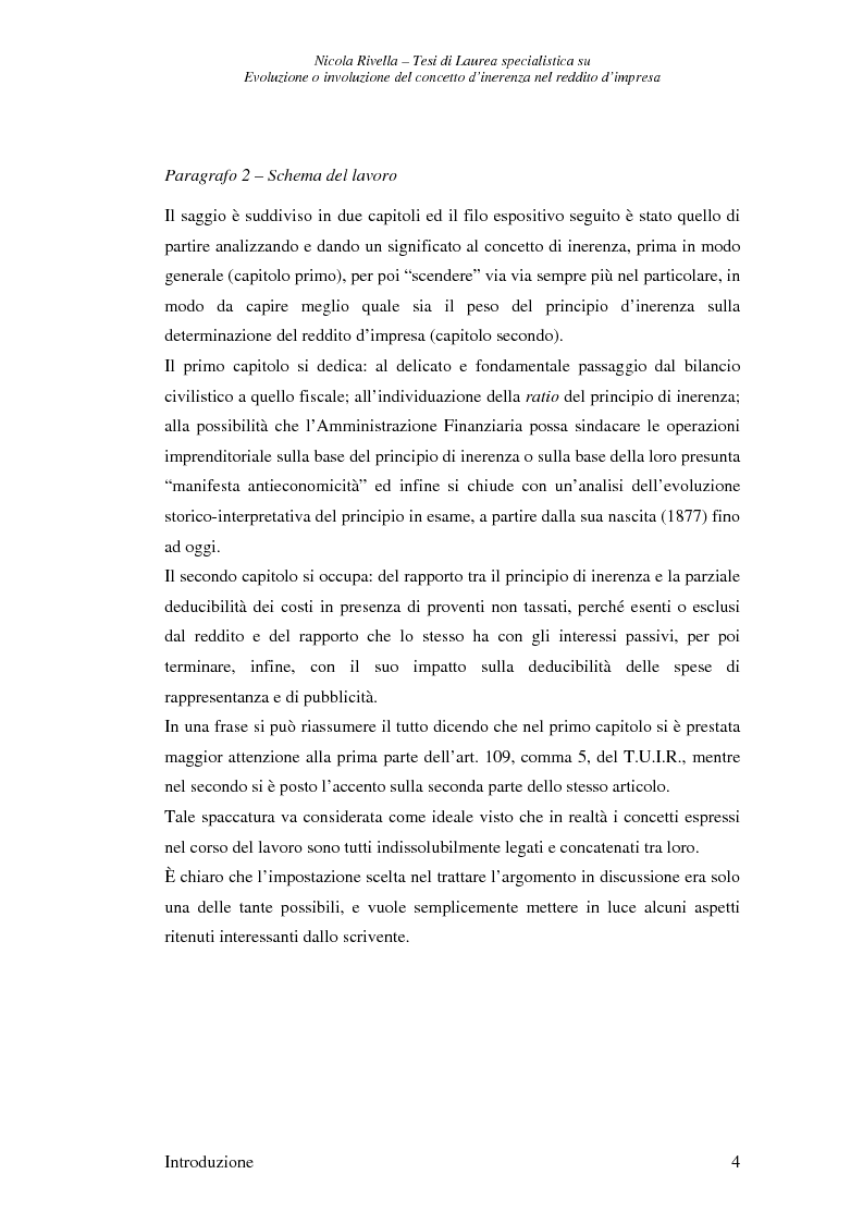 Anteprima della tesi: Evoluzione o involuzione del concetto d'inerenza nel reddito d'impresa, Pagina 4