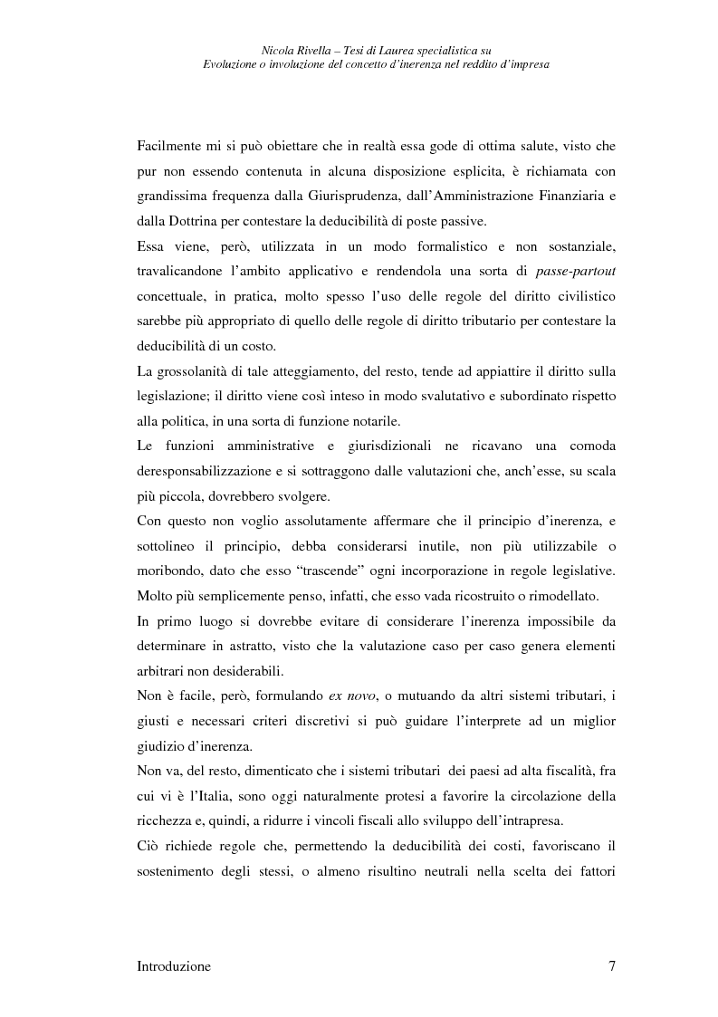 Anteprima della tesi: Evoluzione o involuzione del concetto d'inerenza nel reddito d'impresa, Pagina 7