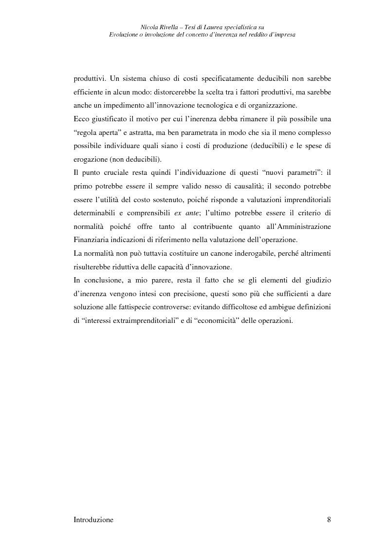 Anteprima della tesi: Evoluzione o involuzione del concetto d'inerenza nel reddito d'impresa, Pagina 8