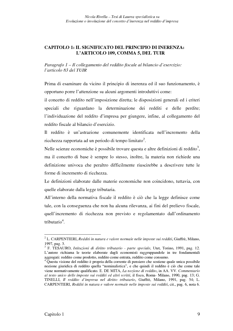 Anteprima della tesi: Evoluzione o involuzione del concetto d'inerenza nel reddito d'impresa, Pagina 9