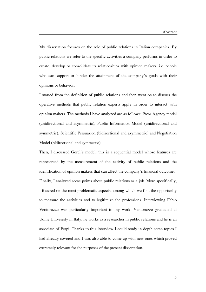 Anteprima della tesi: I metodi delle relazioni pubbliche e il ruolo della professione, Pagina 3