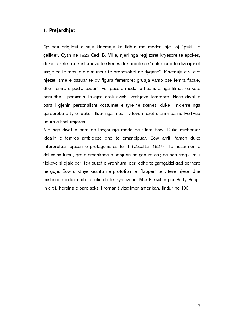 Anteprima della tesi: Moda dhe kinemaja. Fenomenet e modes te gjeneruar nga filmat, Pagina 3