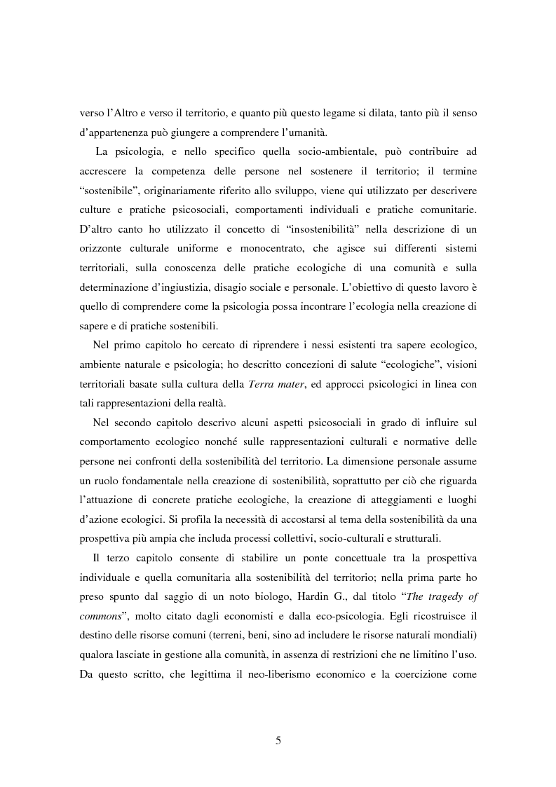 Anteprima della tesi: Il bene comune del territorio: sentire ecologico e cittadinanza nelle pratiche psicosociali, Pagina 2