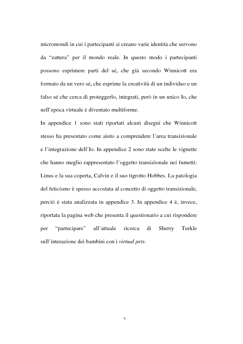 Anteprima della tesi: L'oggetto transizionale nell'epoca virtuale, Pagina 6