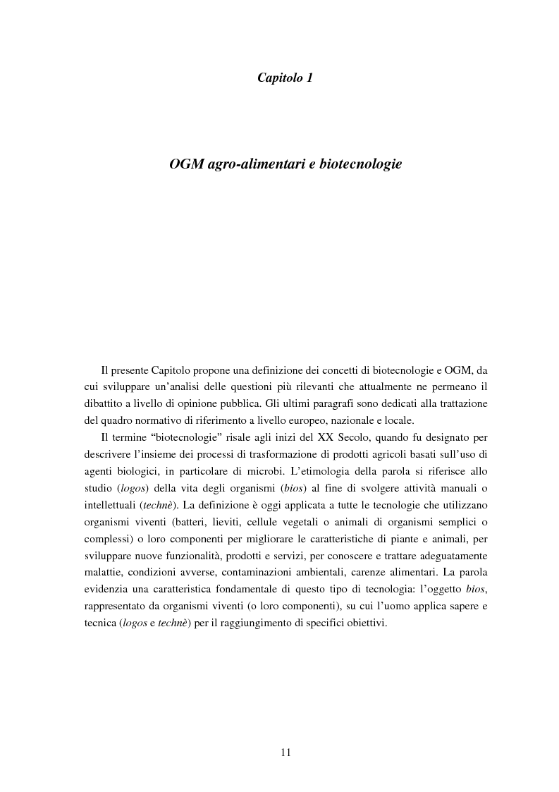 Anteprima della tesi: Le attitudini al consumo di alimenti Geneticamente Modificati: uso dei Modelli a Scelta Discreta per l’analisi del caso Trentino, Pagina 7