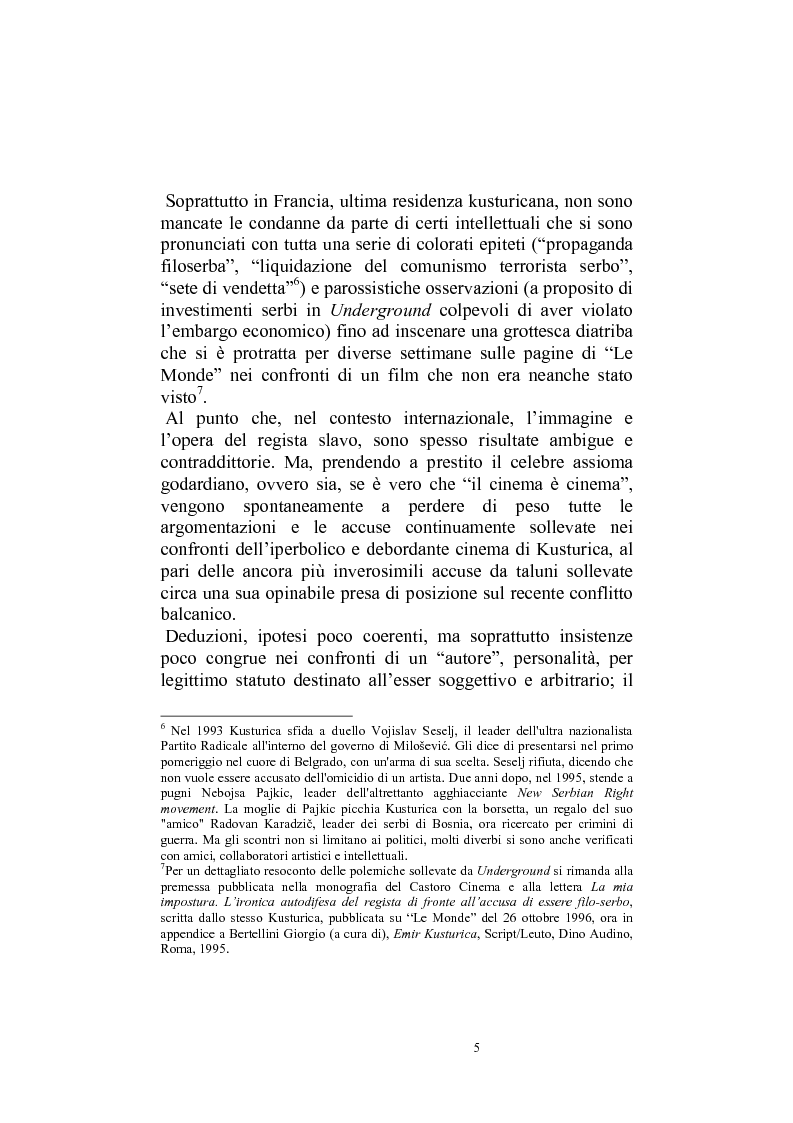 Anteprima della tesi: Umanesimo e nomadismo in Emir Kusturica - L'avventura cinematografica di uno slavo, Pagina 2