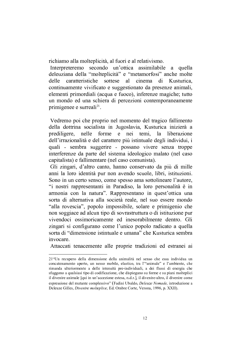 Anteprima della tesi: Umanesimo e nomadismo in Emir Kusturica - L'avventura cinematografica di uno slavo, Pagina 9