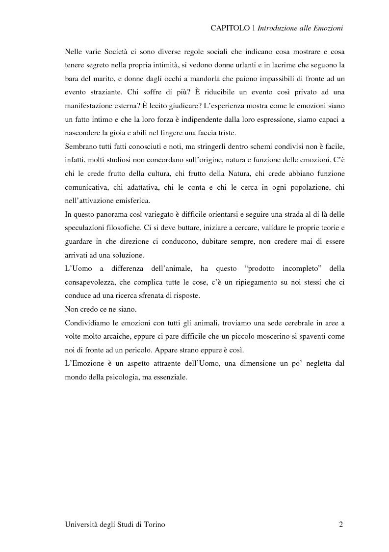 Anteprima della tesi: Attivazione ed interazione corticale nelle emozioni primarie, Pagina 2