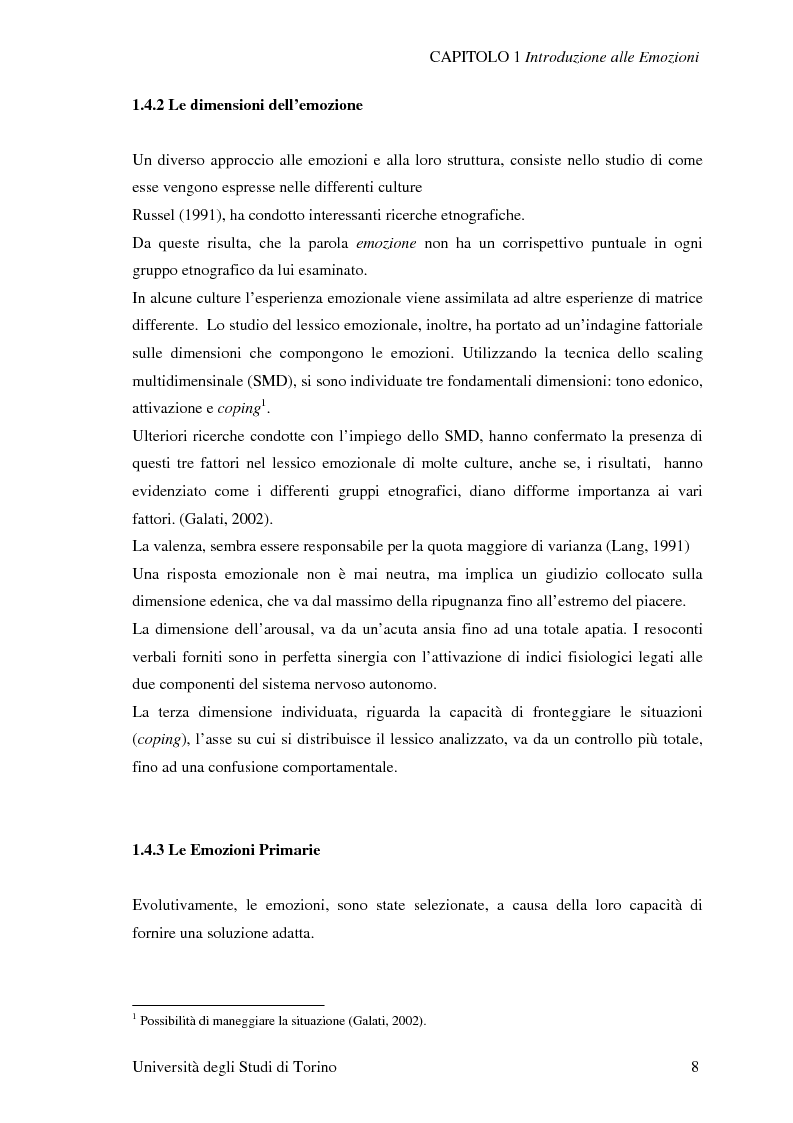 Anteprima della tesi: Attivazione ed interazione corticale nelle emozioni primarie, Pagina 8
