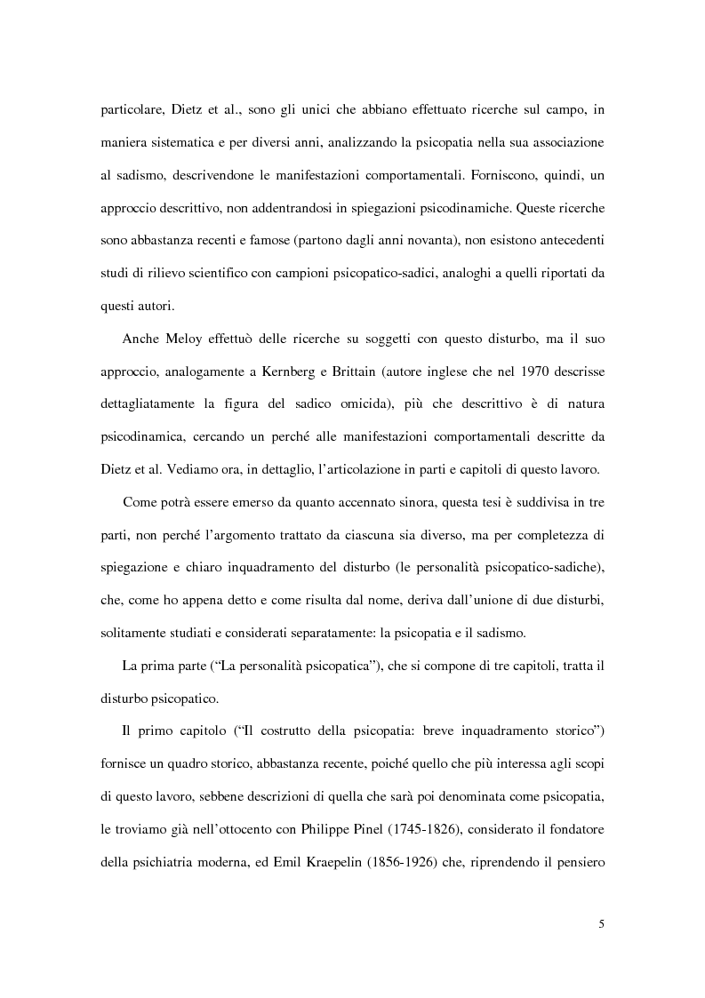 Anteprima della tesi: Personalità e dinamiche violente: sadismo, psicopatia e perversione sadomasochistica, Pagina 5