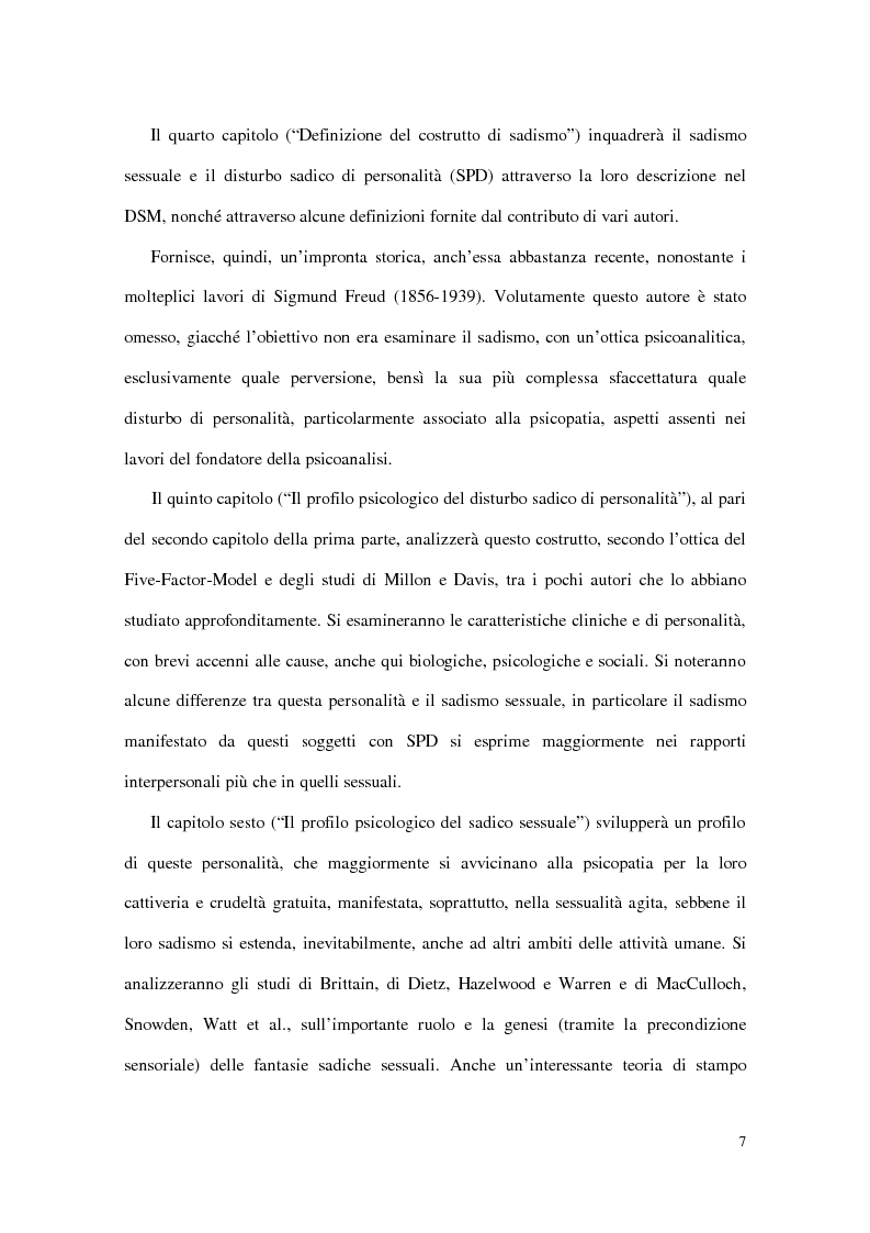 Anteprima della tesi: Personalità e dinamiche violente: sadismo, psicopatia e perversione sadomasochistica, Pagina 7
