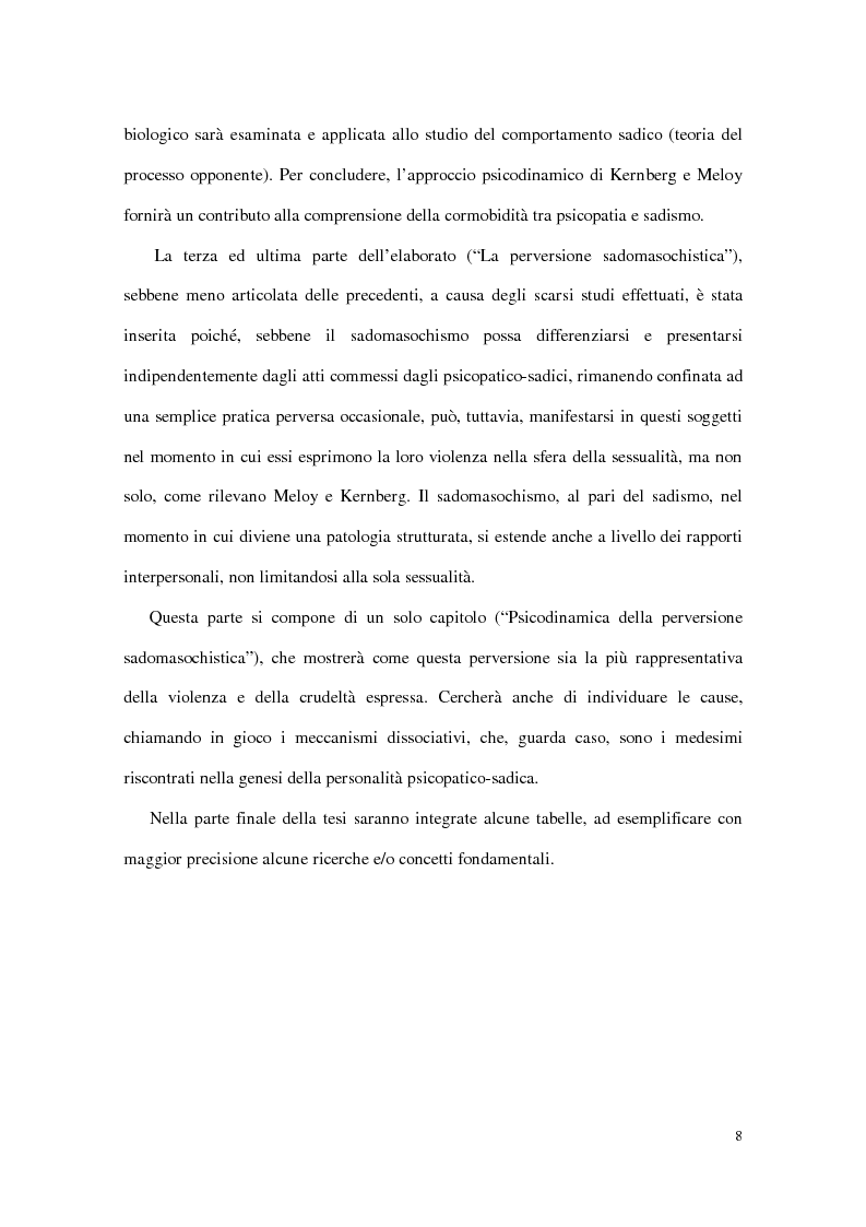 Anteprima della tesi: Personalità e dinamiche violente: sadismo, psicopatia e perversione sadomasochistica, Pagina 8