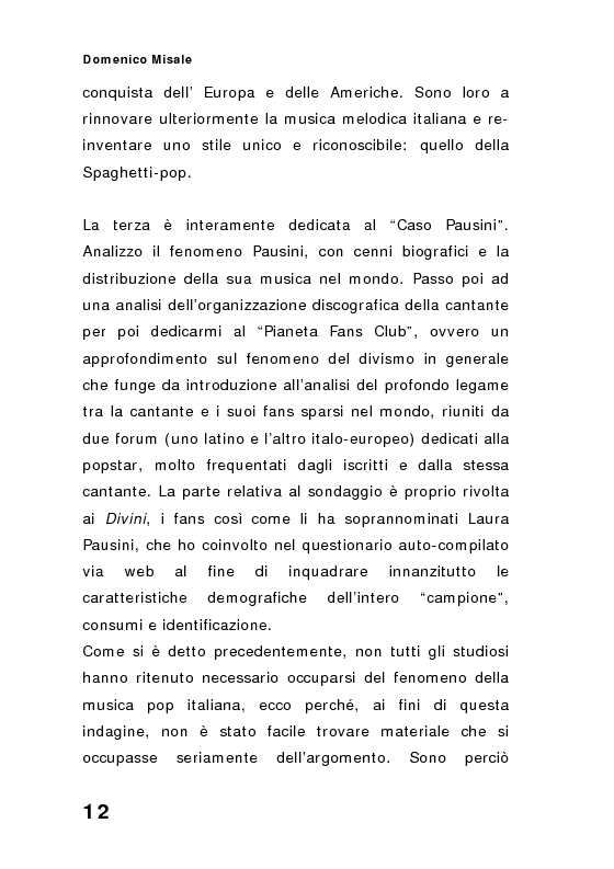 Anteprima della tesi: ''Spaghetti-pop''. Il caso Pausini e il successo internazionale dei cantanti italiani. Fenomenologia e processi comunicativi della musica leggera italiana., Pagina 12