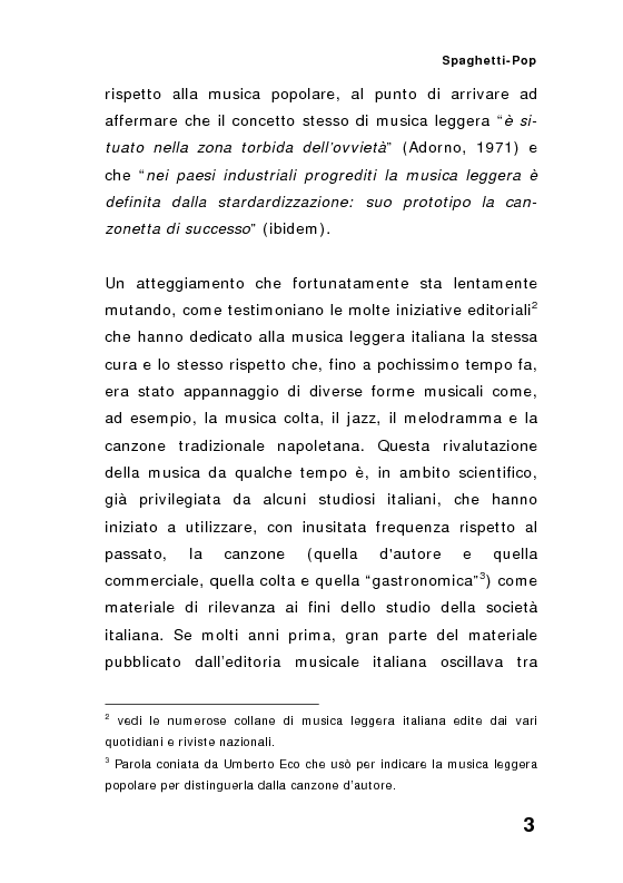 Anteprima della tesi: ''Spaghetti-pop''. Il caso Pausini e il successo internazionale dei cantanti italiani. Fenomenologia e processi comunicativi della musica leggera italiana., Pagina 3