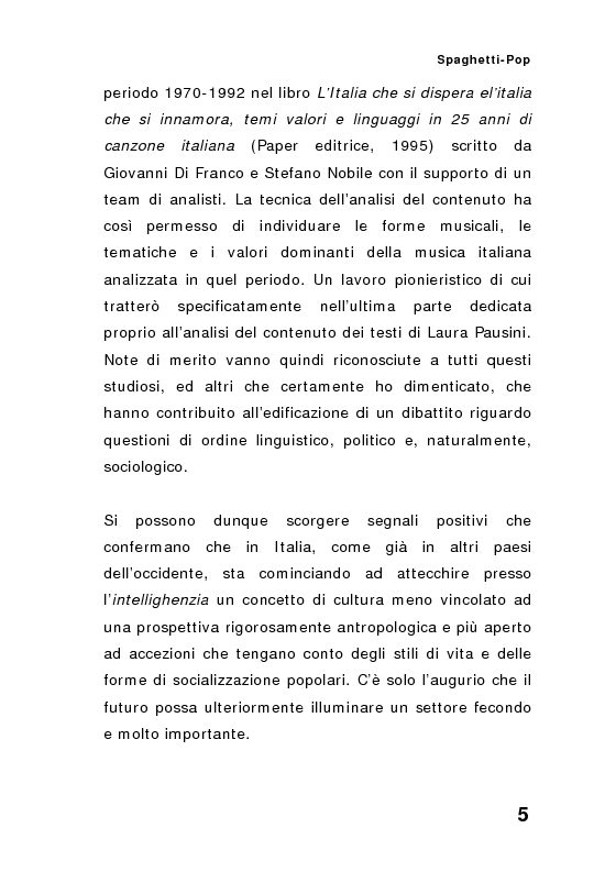 Anteprima della tesi: ''Spaghetti-pop''. Il caso Pausini e il successo internazionale dei cantanti italiani. Fenomenologia e processi comunicativi della musica leggera italiana., Pagina 5