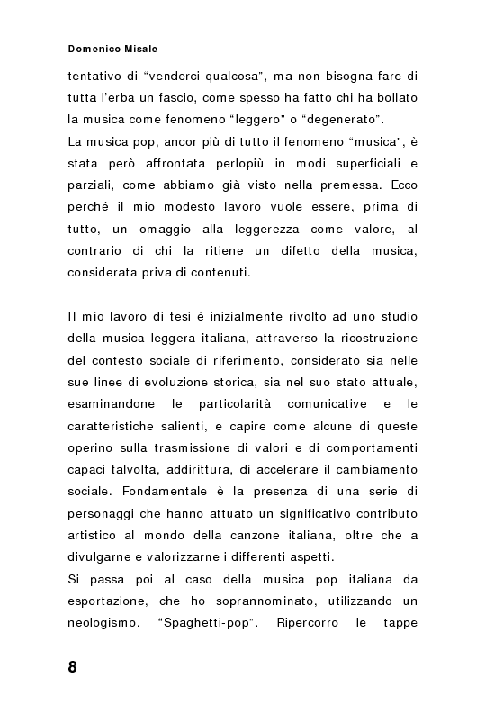 Anteprima della tesi: ''Spaghetti-pop''. Il caso Pausini e il successo internazionale dei cantanti italiani. Fenomenologia e processi comunicativi della musica leggera italiana., Pagina 8