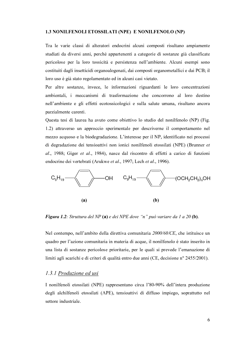Anteprima della tesi: Interazione tra un alteratore endocrino riconosciuto, il nonilfenolo, e la comunità microbica di un refluo urbano., Pagina 6