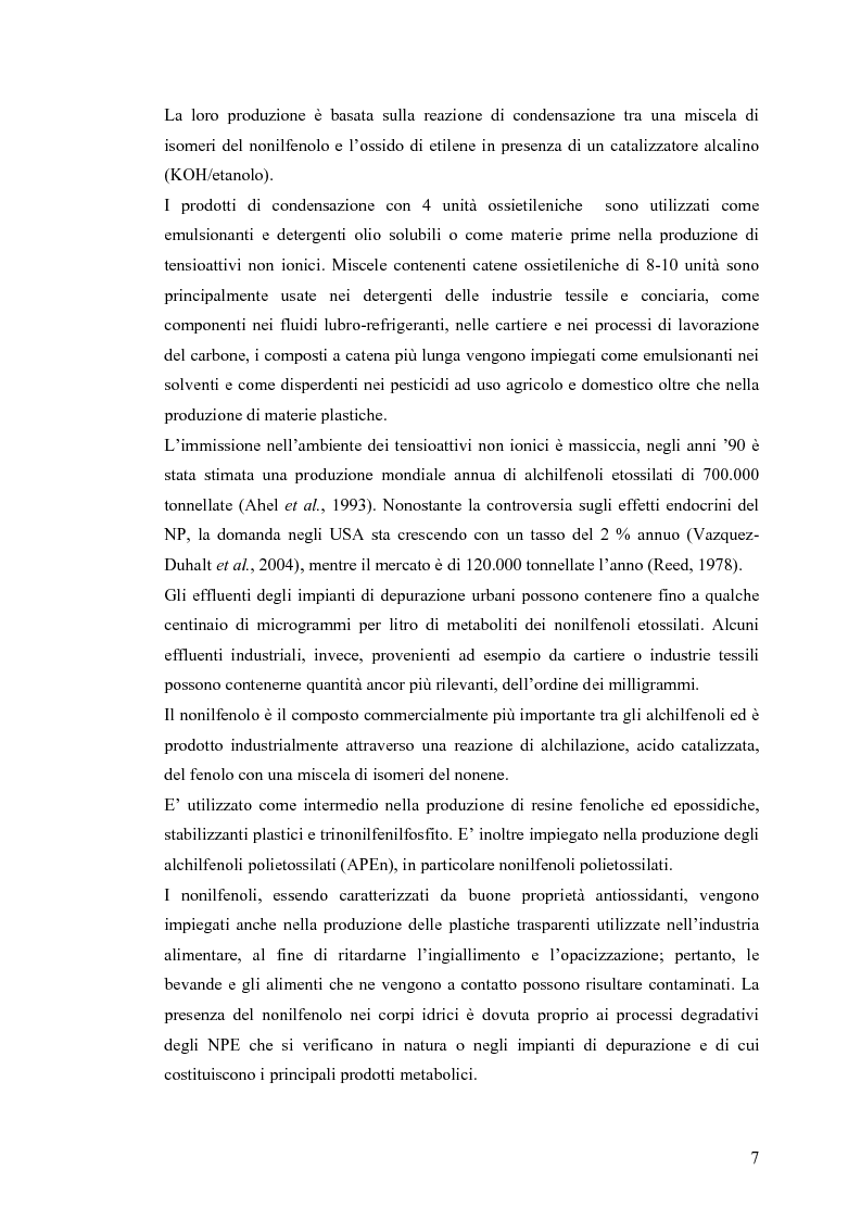 Anteprima della tesi: Interazione tra un alteratore endocrino riconosciuto, il nonilfenolo, e la comunità microbica di un refluo urbano., Pagina 7