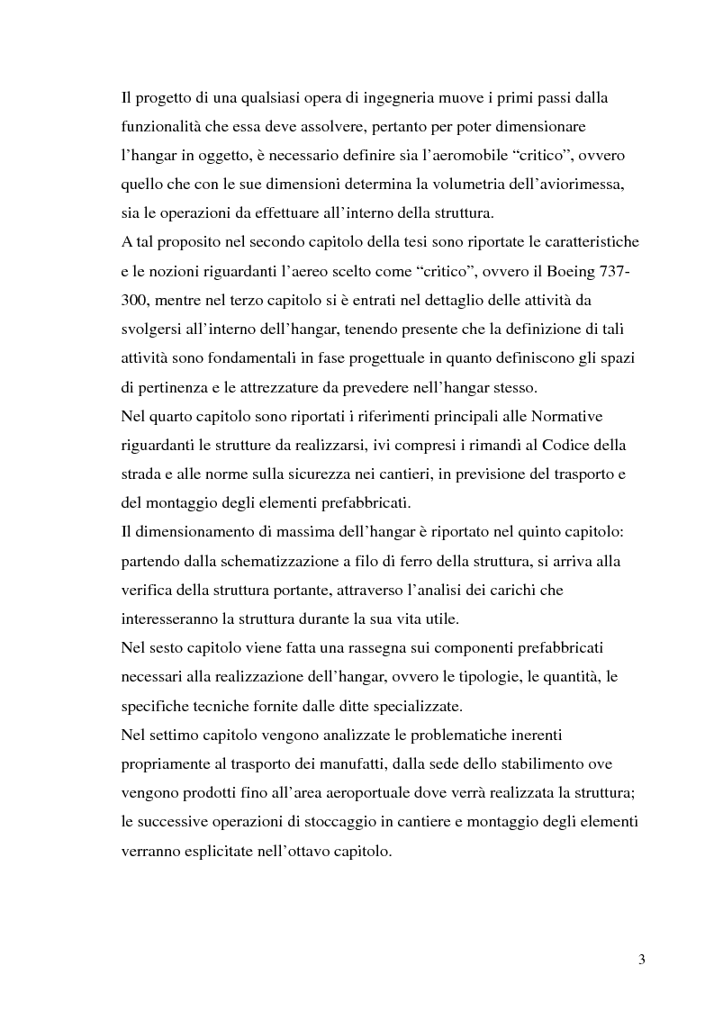 Anteprima della tesi: Hangar prefabbricato per il Boeing 737-300. Problematiche del trasporto e del montaggio, Pagina 3