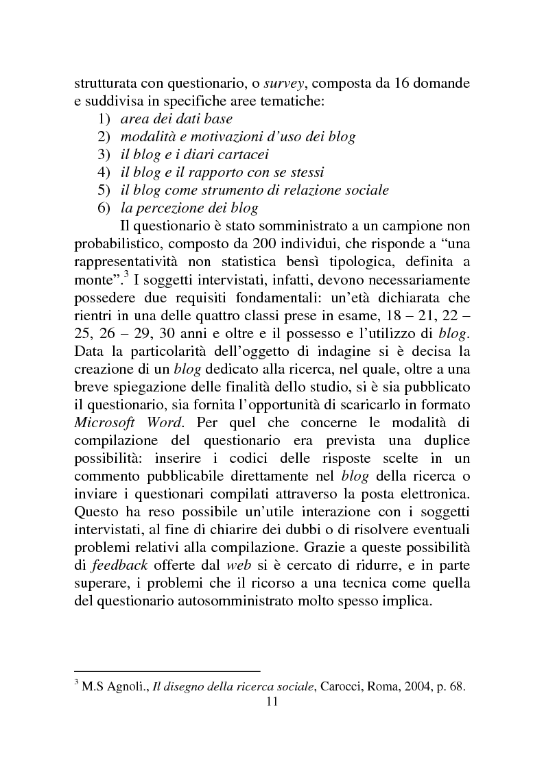 Anteprima della tesi: Weblog: diari senza lucchetti. Quando l'intimo diviene pubblico., Pagina 5
