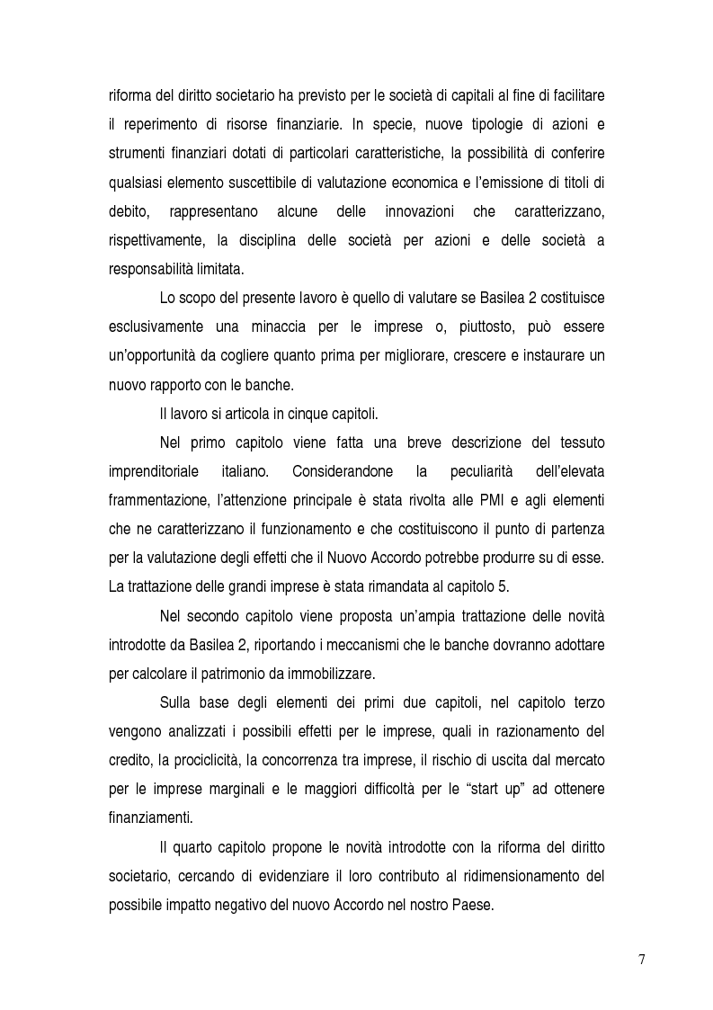 Anteprima della tesi: Basilea 2, rischi e opportunità per l'imprese italiane. Il contributo positivo della riforma societaria., Pagina 2