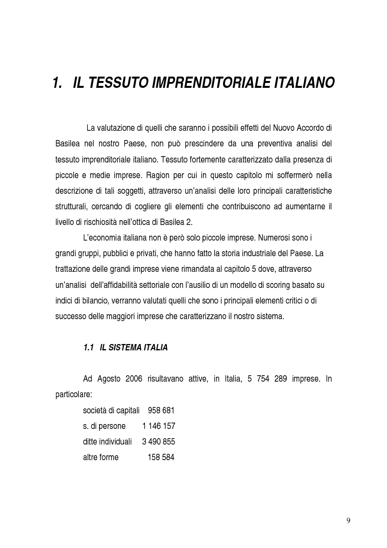 Anteprima della tesi: Basilea 2, rischi e opportunità per l'imprese italiane. Il contributo positivo della riforma societaria., Pagina 4