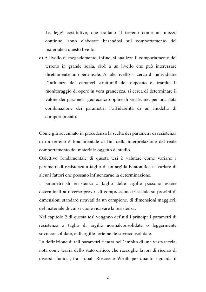 Anteprima della tesi: Influenza della velocità di deformazione in prove triassiali su bentonite dauna ai fini del calcolo di stabilità dei pendii, Pagina 2
