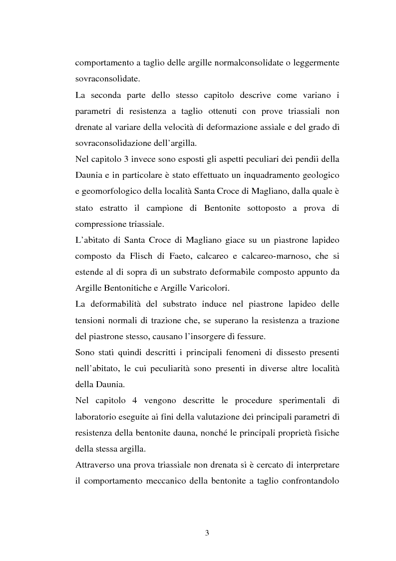 Anteprima della tesi: Influenza della velocità di deformazione in prove triassiali su bentonite dauna ai fini del calcolo di stabilità dei pendii, Pagina 3