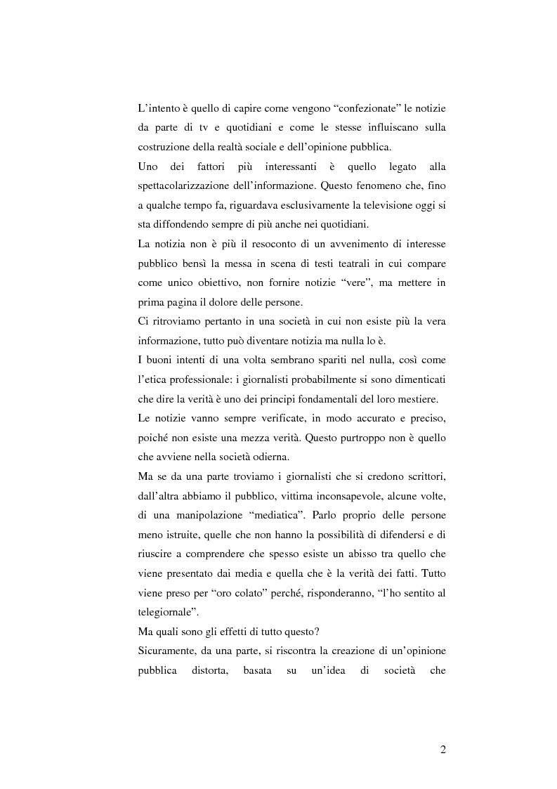 Anteprima della tesi: L'informazione come spettacolo: l'influenza delle tecniche di spettacolarizzazione sulla creazione dell'opinione pubblica e della realtà sociale, Pagina 2