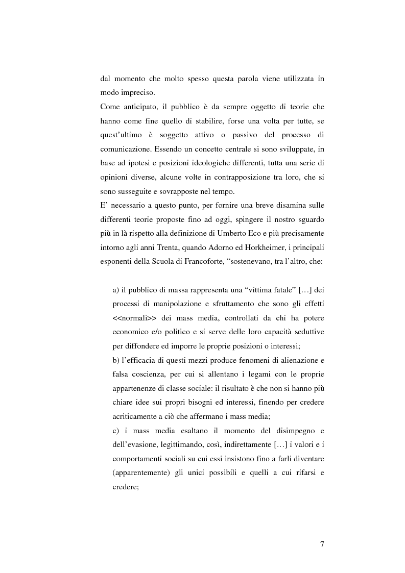 Anteprima della tesi: L'informazione come spettacolo: l'influenza delle tecniche di spettacolarizzazione sulla creazione dell'opinione pubblica e della realtà sociale, Pagina 7