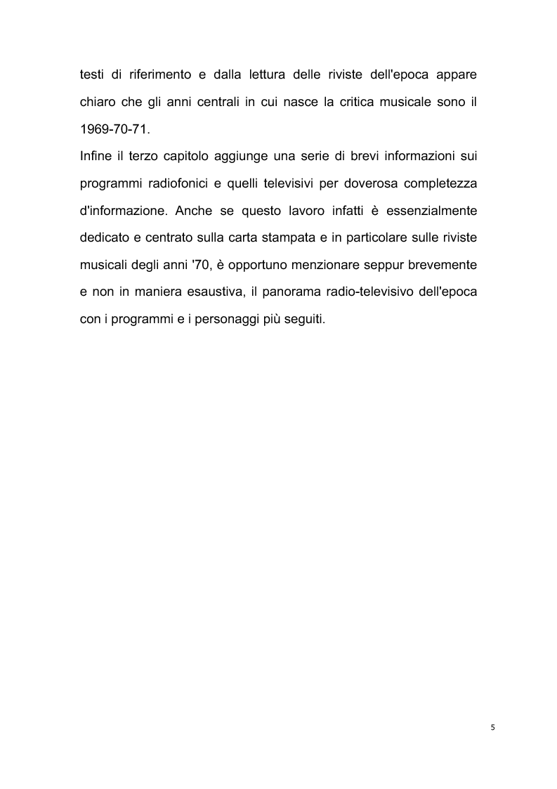 Anteprima della tesi: Origini del giornalismo musicale italiano nelle riviste specializzate degli anni '70, Pagina 3