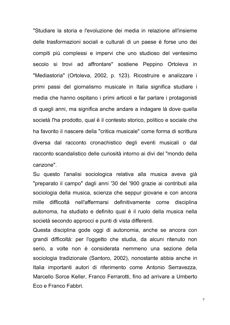 Anteprima della tesi: Origini del giornalismo musicale italiano nelle riviste specializzate degli anni '70, Pagina 5