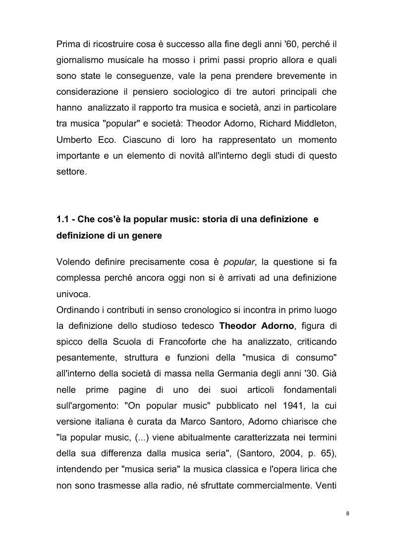 Anteprima della tesi: Origini del giornalismo musicale italiano nelle riviste specializzate degli anni '70, Pagina 6