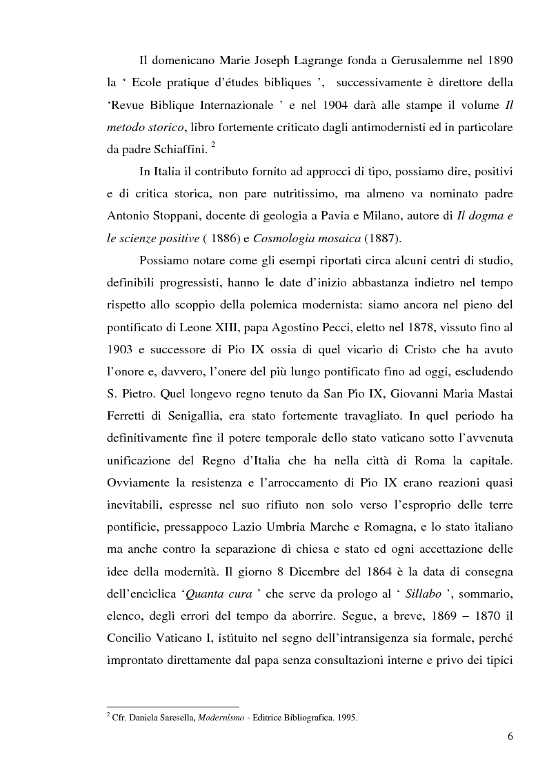 Anteprima della tesi: 1907: la crisi modernista nel ''Corriere della Sera'', Pagina 4
