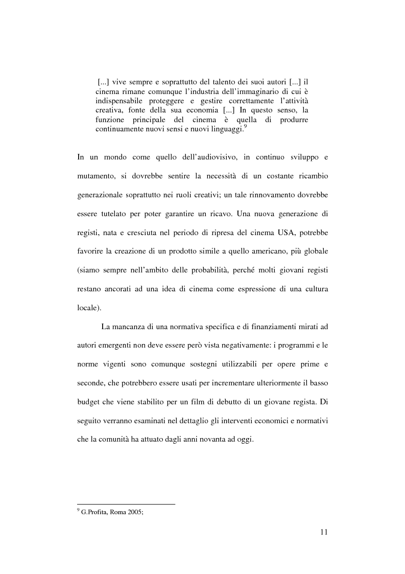 Anteprima della tesi: L'Europa dei giovani: sovvenzioni e finanziamenti per giovani registi, Pagina 9