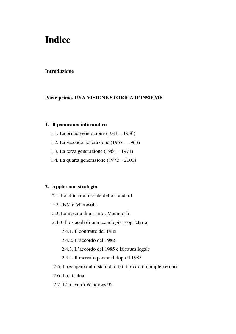Indice della tesi: Aspetti psicologici del processo di brand building nel campo informatico. Il caso Mac., Pagina 1