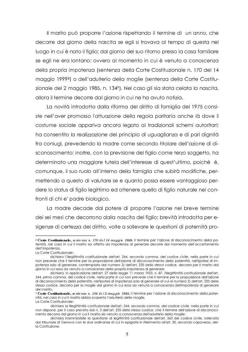 Anteprima della tesi: L'azione di disconoscimento della paternità, Pagina 4