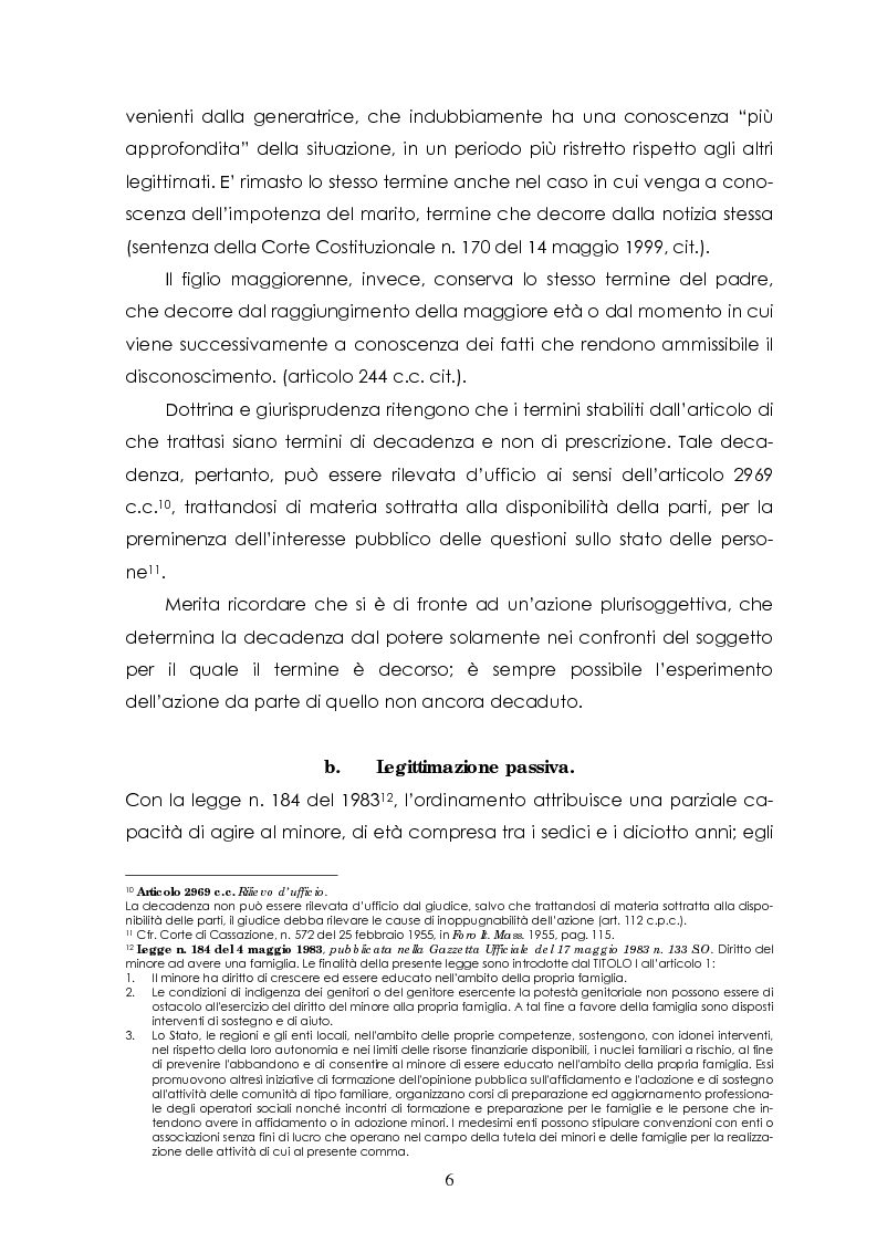 Anteprima della tesi: L'azione di disconoscimento della paternità, Pagina 5