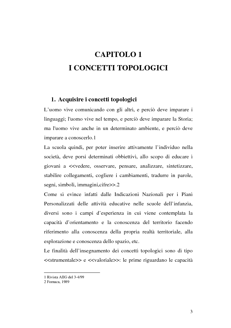 Anteprima della tesi: L'apprendimento dei concetti topologici nella scuola dell'infanzia, Pagina 3